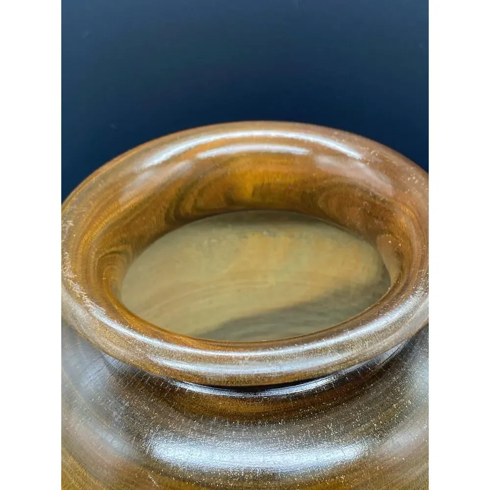 Turned wood Jar Vase Two Toned Handcrafted Wood‎ Accent Vase